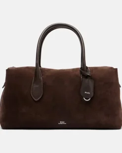 Weekender aus Veloursleder mit Leder Braun
