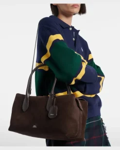 Weekender aus Veloursleder mit Leder Braun