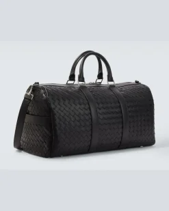 Weekender Intrecciato aus Leder Schwarz