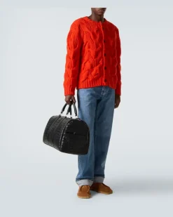 Weekender Intrecciato aus Leder Schwarz