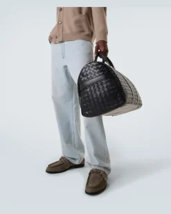 Weekender Intrecciato aus Leder Schwarz