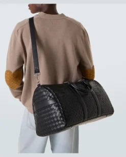 Weekender Intrecciato aus Leder Schwarz