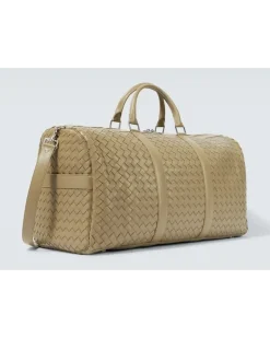 Weekender Intrecciato Large aus Leder Beige
