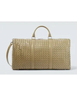 Weekender Intrecciato Large aus Leder Beige