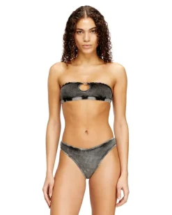 Weiches Bandeau-BH aus Baumwollripp mit ovalem D-Juwel - BHs - Damen - Grau