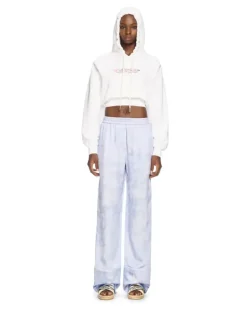 Weißer Cropped Hoodie mit Rosen