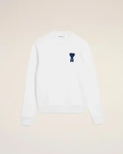 Weißes Ami De Coeur Sweatshirt aus Baumwollstrick Weiß Unisex Weiss