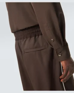 Weite Hose aus Woll-Gabardine Braun