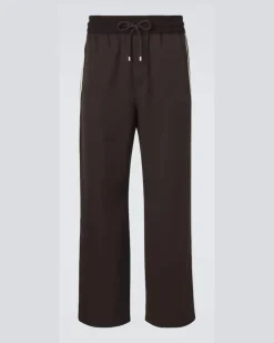 Weite Hose aus Woll-Gabardine Braun
