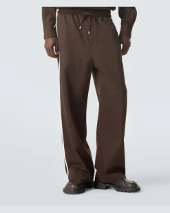 Weite Hose aus Woll-Gabardine Braun