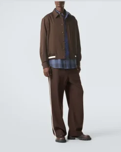Weite Hose aus Woll-Gabardine Braun
