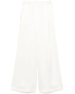 Weite Pyjama-Hose aus Satin - Nude
