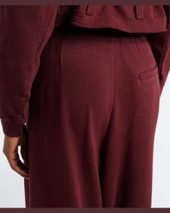 Weite Sweatpants aus Baumwoll-Jersey Burgunderrot