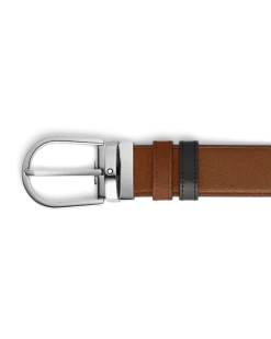 Wendbarer Gürtel mit hufeisenförmiger Schließe mm aus Sartorial Leder - MB198411 - Gürtel