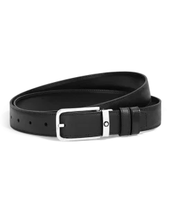 Wendbarer Gürtel mit rechteckiger Schließe 30 mm aus Sartorial Leder - Schwarz - Leder - MB223409 - Gürtel