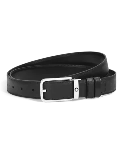 Wendbarer Gürtel mit rechteckiger Schließe 30 mm aus Sartorial Leder - Schwarz - Leder - MB223409 - Gürtel