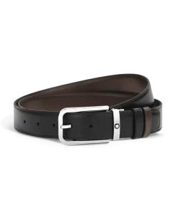 Wendbarer Gürtel mit rechteckiger Schließe mm aus Meisterstück Leder - Schwarz/Ebenholz - Leder - MB223407 - Gürtel
