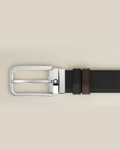 Wendbarer Gürtel mit rechteckiger Schließe mm aus Meisterstück Leder - Schwarz/Ebenholz - Leder - MB223407 - Gürtel