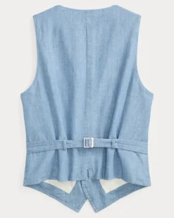 Weste aus Baumwoll-Chambray Blue