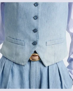 Weste aus Denim Blau