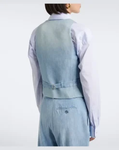 Weste aus Denim Blau