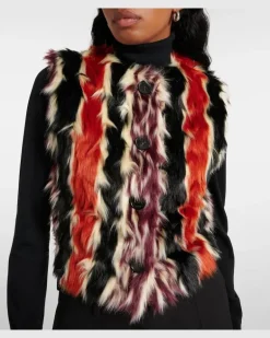 Weste aus Faux Fur Multicolor
