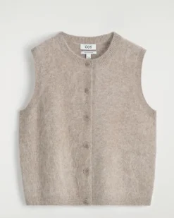 Weste Aus Gebürstetem Kaschmir Beige