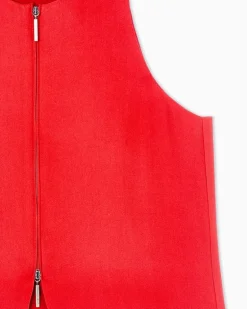 Weste aus gewaschenem Seidencrêpe Rot