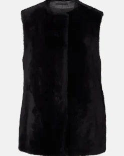 Weste aus Shearling Schwarz