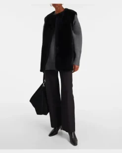 Weste aus Shearling Schwarz