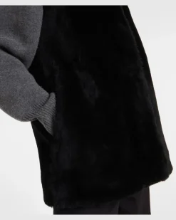 Weste aus Shearling Schwarz