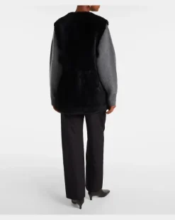 Weste aus Shearling Schwarz