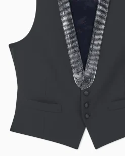 Weste Giorgio's aus Schurwollkrepp mit Zierbesatz Schwarz