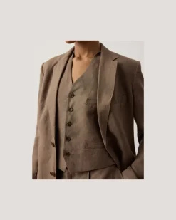 Weste Jaiden aus Leinen Brown