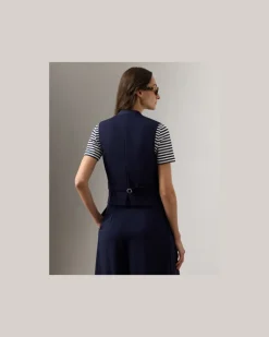 Weste Jaiden aus Wollgabardine Blue