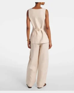 Weste Lucille aus Leinen Beige