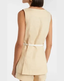 Weste Pamela aus Leinen Beige