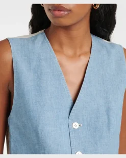 Weste Pauline aus Baumwolle Blau