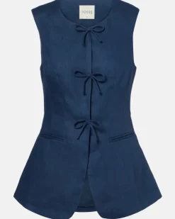 Weste Sabine aus Leinen Blau
