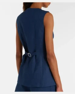 Weste Sabine aus Leinen Blau