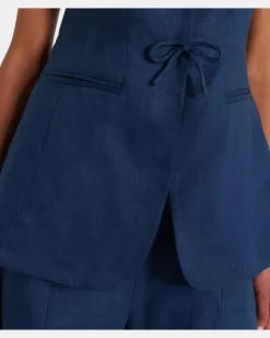 Weste Sabine aus Leinen Blau