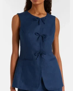 Weste Sabine aus Leinen Blau
