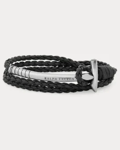 Wickelarmband aus Leder mit Poloschläger Grey