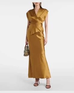 Wickeltop aus Seidensatin Gold