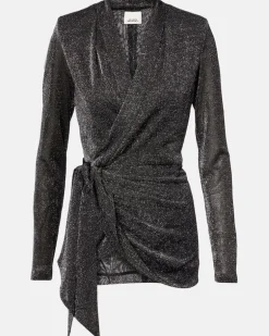 Wickeltop Cinay aus Lamé Silber