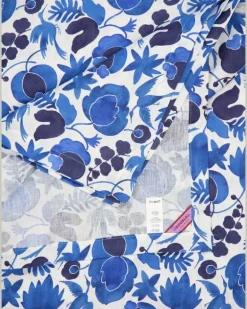 Wildbird Tischdecke aus Leinen mit Blumenmotiv - Blau
