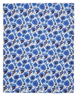 Wildbird Tischdecke aus Leinen mit Blumenmotiv - Blau
