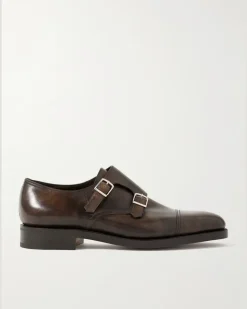 William Leather Monk-Strap Shoes Brown