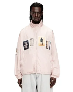 Windjacke mit grafischen Aufnähern - Jacken - Herren - Rosa