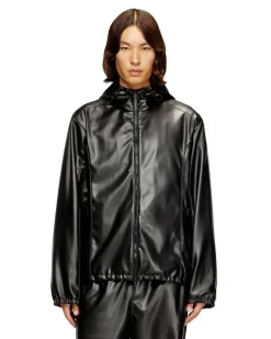Windjacke mit Kapuze aus beschichtetem Stoff - Jacken - Herren - Schwarz